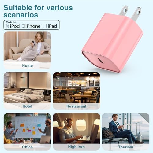 Ultra-Fast 20 W USB C Charger Block – 4 Pack for i Phone 16/15 & Multi-Device Compatibility – Compact Power Adapter for Apple, Samsung, Google – Essential Travel Charging Solution with Enhanced Durability and Safety Features