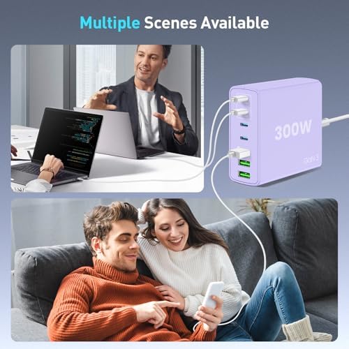 Power Up Efficiently: 300 W 7-Port USB-C Fast Charger Station – Dual PPS PD 100 W Laptop Power Adapter for Multi-Device Charging – Compact & Reliable Wall Hub in Blue – Perfect for Home & Office Use