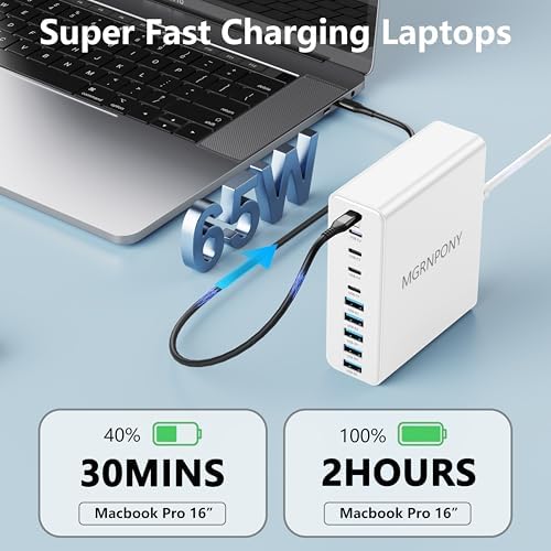 Power Up Like Never Before: 320 W Multi-Device USB C Charger Block with 10 Ports – Ga N III Fast Charging Station for Laptops, Tablets & Smartphones – Perfect for Mac Book Pro/Air, DELL, i Pad, i Phone, Samsung Galaxy – Ultimate Compatibility & Safety Features