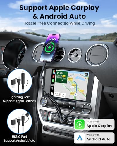 4-in-1 Retractable Lightning & USB-C Charging Cable – 60 W Fast Charge Compatible with i Phone 6-16, Perfect for Car Play and On-the-Go Power Solutions, Durable Coiled Design, 4 FT Tangle-Free Cable for Effortless Charging and Ultimate Convenience in Black