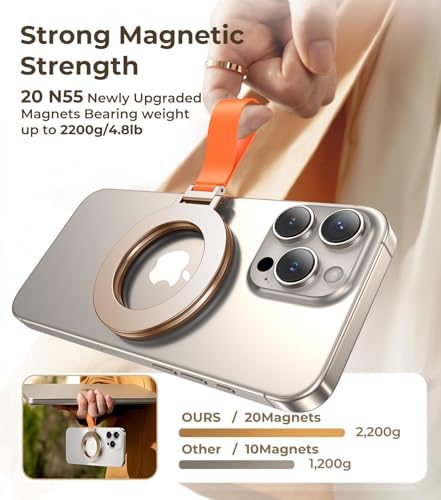 Chic Glitter Magnetic Phone Ring Holder for Mag Safe – Stylish Finger Grip Stand for i Phone, Kindle & Smartphones, Enhanced Stability with Versatile Compatibility for Pop Sockets – Elevate Your Daily Mobile Experience with Glamour and Functionality