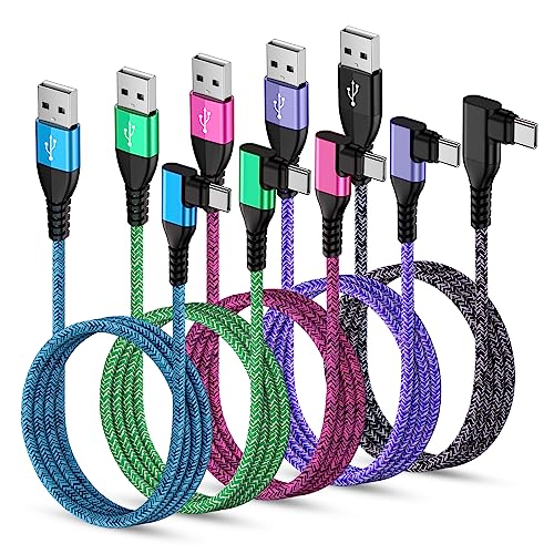 Experience Unmatched Charging Efficiency with the 6 ft USB C Power Cord 5-Pack – Featuring 90-Degree Right Angle Connector for Samsung Galaxy Devices – Fast Charging at 3.1 A – Durable Nylon Braided Design for Enhanced Longevity – Ideal for Home, Office, and Travel Use – Perfectly Compatible with Galaxy S25 Ultra, A16, A54, A14, A15, A25, A13 5 G, A53, S24, S23, S22, S21, S20 FE – Say Goodbye to Tangled Cords and Hello to Seamless Connectivity – Elevate Your Charging Game Today!