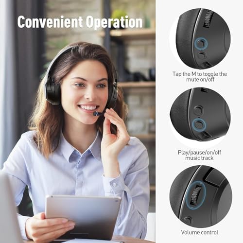 Elevate Your Audio Experience with H300 Wireless Noise Cancelling Over-Ear Headphones – Premium Bluetooth Connectivity, Retractable Microphone for Crystal-Clear Calls, Convenient Mute Function, and USB Dongle for Seamless Laptop Integration – Perfect for Professionals in Stylish Black