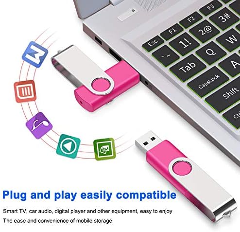Vibrant 64 GB USB Flash Drive Pack – 5 Colorful Metal Swivel Thumb Drives with LED Indicator & Lanyards for Easy Portability – Ideal for Students & Professionals Seeking Reliable Data Storage Solutions