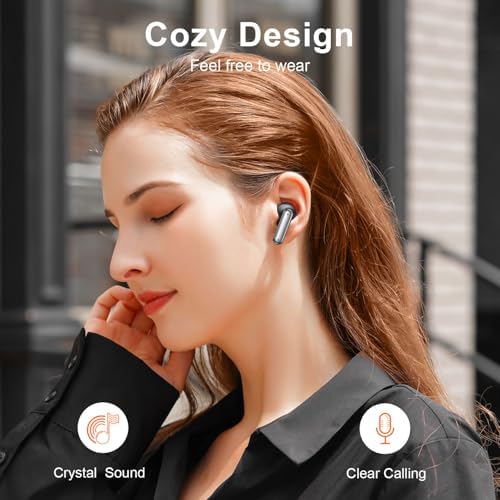 ZIUTY 2025 Wireless Earbuds – 50-Hour Playtime Bluetooth 5.3 Headphones with Deep Bass for HD Stereo Sound, IPX5 Waterproof for Active Lifestyles, Ergonomic Fit with Built-in Mic for Seamless i Phone & Android Connectivity – Elevate Your Audio Journey