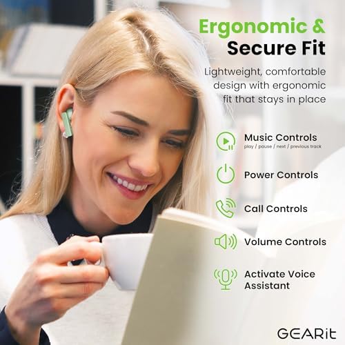 Elevate Your Sound Experience with GEARit True Wireless Earbuds – Cutting-Edge Bluetooth 5.3 In-Ear Headphones in Vibrant Green, Perfect for Active Lifestyles and Workouts – Sweat-Resistant, Integrated Microphone for Crystal Clear Calls, Effortlessly Syncs with i Phone and Android Devices – Ideal for Daily Use with Enhanced Connectivity for Ultimate Audio Freedom