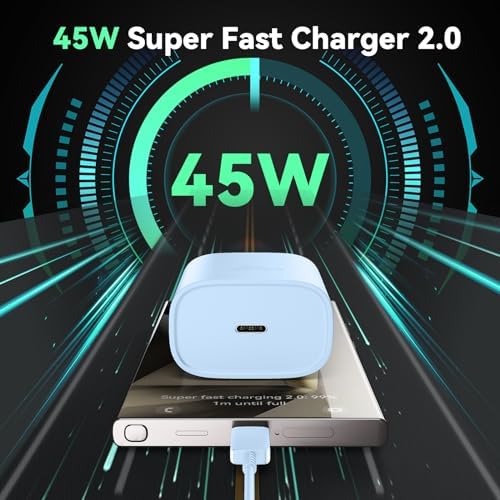 Rapid Charge 45 W USB Type C Power Adapter with 6.6 FT Cable for Samsung Galaxy – Ultimate Fast Charging Solution for S25/S25 Ultra/S24/S23/S22/Note Series – Enhanced Compatibility and Robust Build for Daily Demands