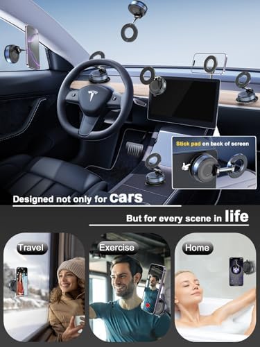 Enhanced 360° Magnetic Phone Holder for Cars & More – Versatile Hands-Free Suction Cup Mount for i Phone 16 Pro Max and Android Devices – Secure Magnetic Grip for Optimal Viewing Anywhere – Perfect for Gym, Shower, and Mirrors – Effortless Installation with Superior Compatibility and Safety