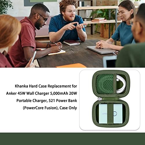 Khanka Protective Hard Case for Anker 45 W Wall Charger & 20 W Portable Charger – Ultimate Travel Companion for Anker 521 Power Bank (Power Core Fusion) – Lightweight Shockproof Design, Modern White Finish, Secure Zipper Closure for Enhanced Portability and Device Safety