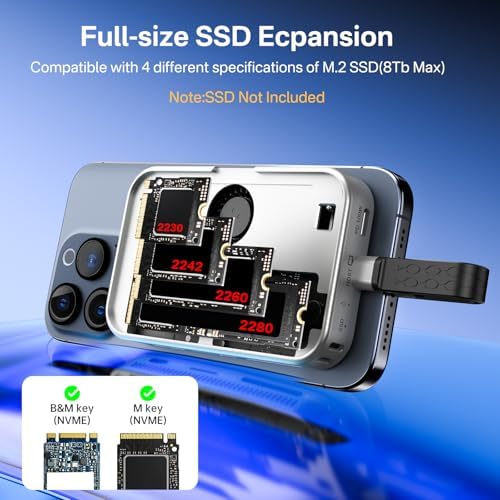 ACASIS 10 Gbps Magnetic M.2 NVMe SSD Enclosure & USB-C Docking Station with Cooling Fan – Ultimate Tool-Free Storage Solution for i Phone 16/15 Pro Series, Supports 2230/2242/2260/2280 Sizes, Unmatched Speed & Compatibility for Professionals and Enthusiasts