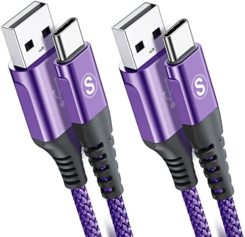 sweguard 3.1 A Fast Charging USB Type C Cable – 2 Pack 6.6 ft Nylon Braided Charger for Samsung Galaxy, LG, Moto, PS5 – Durable, Tangle-Free, High-Speed Data Sync – Ultimate Compatibility and Convenience in Pink