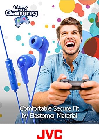 JVC Gumy Gamer Earbud Headphones – In-Ear Gaming Earbuds with Remote Mic, Mute Switch & Comfort-Fit Silicone Tips (S/M/L) for Immersive Sound & Extended Play – Enhanced Compatibility for All Devices – Ideal for Gaming & Chatting