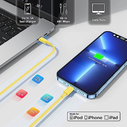 Ultra-Fast 3 FT USB-C to Lightning Charger Cable for i Phone 14, 13, 12, Pro Max & More – Certified High-Speed Charging, Enhanced Durability, and Universal Compatibility for Efficient Power Delivery – Perfect for Home, Office, and Travel Use