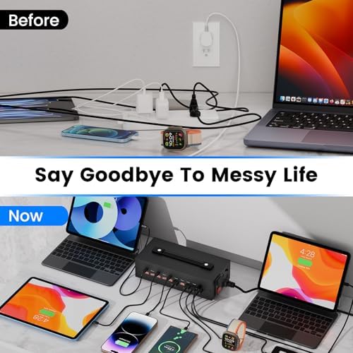 200 W USB-C Charging Hub with 20 Ports – Fast Charge Station for i Phone, i Pad, Kindle, and More – Multi-Device Power Solution with Enhanced Safety Features – Portable USB Wall Charger for Home and Office Use – Efficient Multi-Device Charging Station