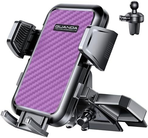 Universal CD Slot Car Phone Mount by GUANDA TECHNOLOGIES – Premium Adjustable Anti-Slip Holder for i Phone & Android Devices with Versatile Air Vent Clip for Safe Navigation and Enhanced Accessibility