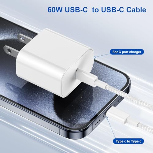 10-Foot USB C to USB C Fast Charging Cable – Durable Nylon Braided Charger for i Phone 15 Pro Max, Mac Book, i Pad, and Samsung Galaxy – Enhanced Speed & Universal Compatibility for Effortless Charging and Data Transfer