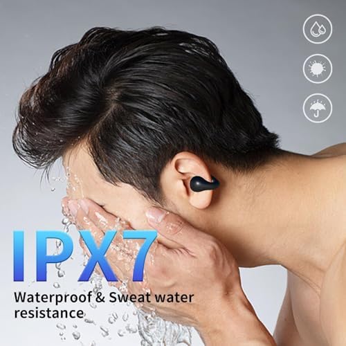 Revolutionary Open Ear Clip Bone Conduction Headphones for Active Lifestyles – Bluetooth Sports Earphones with Waterproof Technology, Built-in Microphone for Effortless Hands-Free Calling, Secure Fit Earhooks for Ultimate Stability, and Smart Wireless Charging Case with Display for Simplified Power Management – Ideal for Running, Cycling, and Outdoor Fitness Adventures