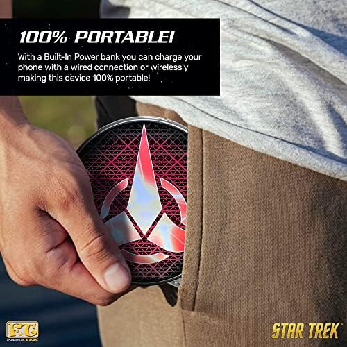 Star Trek Illuminating Wireless Charger & Backup Battery Pack – Sci-Fi Inspired Portable Phone Charger with Light-Up Transporter Pad Logo for Enhanced Compatibility and Fast Charging – Ultimate Gift for Star Trek Fans and Tech Enthusiasts