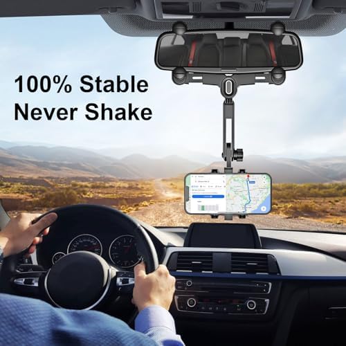 Innovative EEEKit 360° Rotatable Car Phone Mount – Versatile Rearview Mirror Holder for 4-7 Inch Smartphones, Enhanced Safety & Convenience for Drivers, Tool-Free Installation, Compact Design for Clutter-Free Use