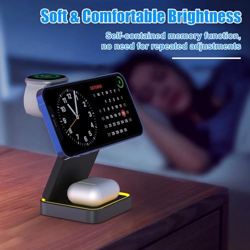 Efficient 3-in-1 Wireless Charging Dock for i Phone 16/15/14, Apple Watch, and Air Pods – Rapid Charge Station with 1.5 M USB Cable in Sleek Black – Streamline Your Charging Experience and Maximize Productivity