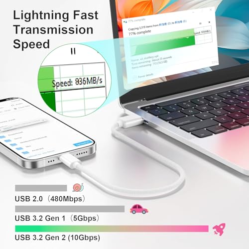 Compact 6-Inch USB A to USB C 3.1 Cable – 2-Pack for High-Speed 10 Gbps Data Transfer & Fast Charging | Perfectly Compatible with i Phone 15, Mac Book Pro, i Pad Pro, Samsung Galaxy S24, and Google Pixel | Ideal for Travel & Clutter-Free Connectivity | Durable Design for Everyday Use