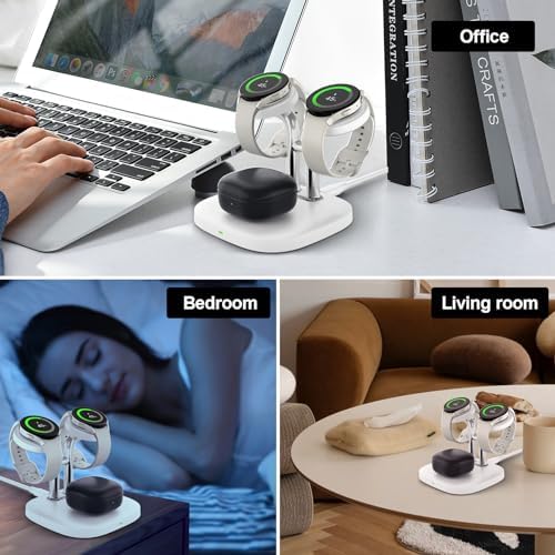 Swan Scout 704 S Dual Watch Charger – 3 in 1 Wireless Charging Station for Samsung Galaxy Devices, Fast Charge Your Galaxy Watch Ultra, Buds 3 Pro, and More with Enhanced Compatibility and Safety Features