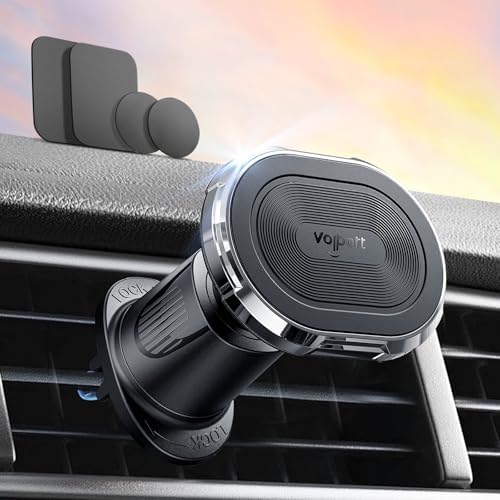 Universal Magnetic Air Vent Phone Holder for Cars – Secure Hands-Free Navigation & Communication Stand for i Phone 16, Samsung, Google & More – 360-Degree Rotation & Sleek Design for Ultimate Driving Convenience – Durable Clip Hook Mounting System for Enhanced Stability on Bumpy Roads
