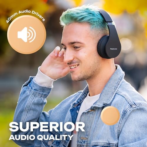 Experience the Ultimate in Comfort and Sound with Power Locus Stylish Purple & White Wireless Over-Ear Headphones – Hi-Fi Stereo Quality, Foldable Design for Travel, 12-Hour Battery Life, and Built-In Microphone for Hands-Free Calls – Perfectly Compatible with i Phone, Samsung, and LG Devices