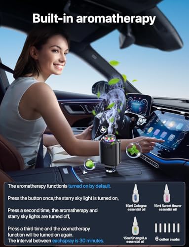Transform Your Commute: 5-in-1 Retractable Car Charger with Aromatherapy Diffuser & Starlight Ambiance – Fast USB-C and Dual USB Ports for i Phone 12-16 & More – Elevate Your Driving Experience with Stress-Relieving Scents and Efficient Charging