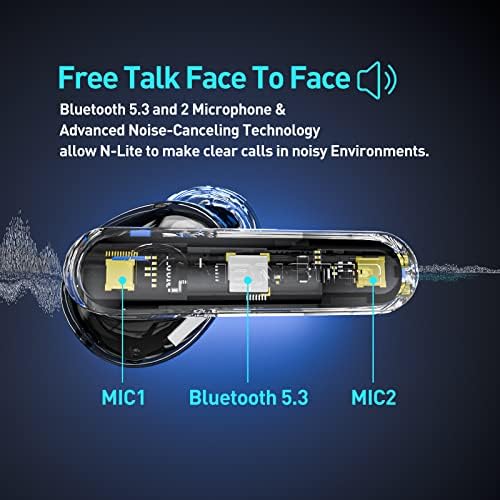 Monster N-Lite Clear Talk Bluetooth 5.3 Earbuds – Ultimate Noise-Cancellation with CVC 8.0, IPX8 Waterproof Design for All-Weather Adventures, 60-Hour Playtime with Rapid Charge Capability – Perfect for Active Lifestyles and Outdoor Enthusiasts