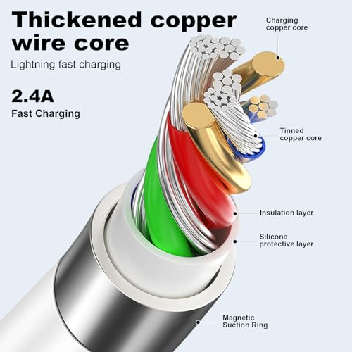 Revolutionary Magnetic Charging Cable (3.3 ft) – Tangle-Free, Fast Charging Solution for i Phone 6-14 | Effortless Magnetic Attachment, Durable Design & Enhanced Compatibility for Ultimate Convenience