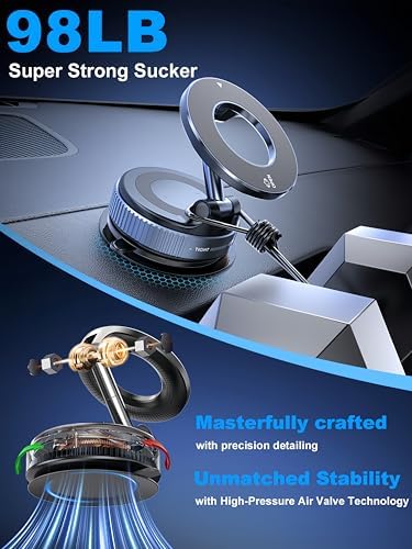 Enhanced 360° Magnetic Phone Holder for Cars & More – Versatile Hands-Free Suction Cup Mount for i Phone 16 Pro Max and Android Devices – Secure Magnetic Grip for Optimal Viewing Anywhere – Perfect for Gym, Shower, and Mirrors – Effortless Installation with Superior Compatibility and Safety