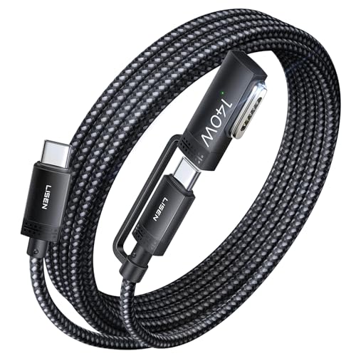 LISEN 140W USB-C to Magnetic 3 Cable (6.6FT, Midnight), 480Mbps Data Transfer MacBook Air Charger Gen 3 Cord, MacBook Charger Magnetic Safe 3 Fit for Macboo k Air 15″ 13″ M3/Pro 14″ 16″ 2024 – Enhanced Compatibility and Speed