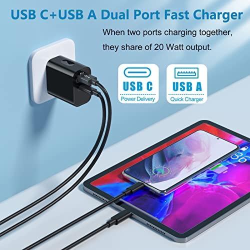 Rapid Charge 20 W USB-C Wall Charger 5-Pack – Dual Port Quick Charge 3.0 Power Adapter Compatible with i Phone 16/15/14/13/12/11 Pro Max, XS, SE, 8 Plus & Samsung S20 – Ultimate Charging Efficiency for On-the-Go Lifestyle – Compact and Durable Design for Maximum Portability