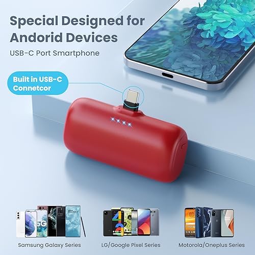 Ultra-Compact 5200 m Ah USB C Power Bank – Fast Charging Mini Portable Charger for i Phone 16/16 Plus/15/15 Plus/15 Pro Max, Galaxy S25/S24, i Pad, and Android Devices – Essential Power Solution for On-the-Go Charging