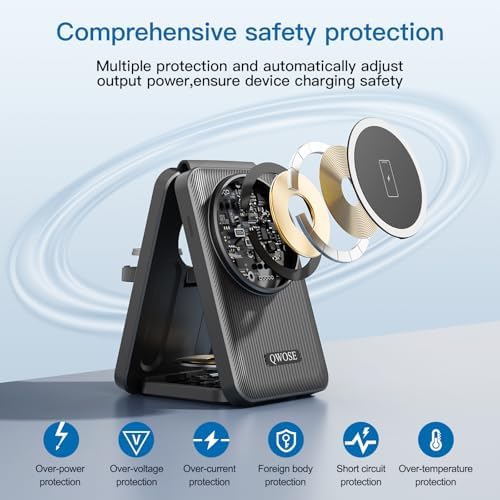 Ultimate 3-in-1 Foldable Wireless Mag-Safe Charging Station for i Phone 16/15/14/13/12, Apple Watch & Air Pods – Rapid 2.4 Hour Charge, Portable Travel Design with Adjustable Angles, Enhanced Magnetic Alignment & Smart Safety Features – Perfect Gift for Couples