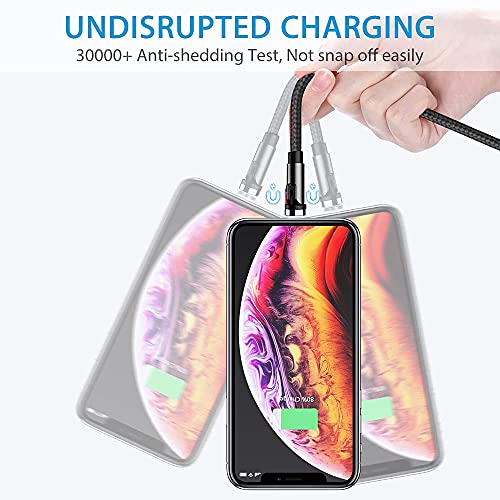 Terasako 5-Pack Magnetic Charging Cables – 540° Rotating Magnetic Connectors with LED Indicator – Versatile 90° Angle Design for Reduced Strain – Durable Nylon-Braided Cords in Black – Perfect for Smartphones, Tablets, and More – Enhanced Charging Speed & Compatibility