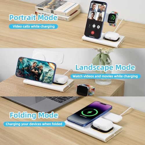 Revolutionize Your Charging Experience with the ELUTENG 3 in 1 Wireless Charging Station – Fast 18 W Charger for i Phone 16/15/14/13/12 Pro Max, Apple Watch Series 10/9/8/7/Ultra2/Ultra/SE & Air Pods – Compact, Foldable Design for Effortless Travel and Enhanced Device Compatibility