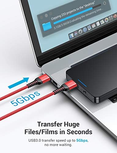 High-Speed AINOPE 2-Pack USB 3.0 A to A Male Cable – 6.6 FT Durable Male-to-Male Connection for KVM Switch, External Hard Drives, Laptops & TVs – Reliable Data Transfer Up to 5 Gbps for Enhanced Productivity and Versatile Use