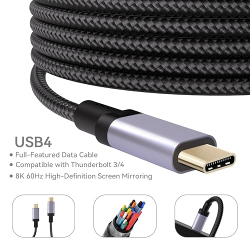 USB C Cable, USB4 Cable 240W Fast Charging, 40Gbps Data Transfer, 8K Video, Thunderbolt 4/3 Compatible, USB-C for iPhone 16, iPad, MacBook, Galaxy, Tablets & Laptops (6.5Ft) – Enhanced Compatibility and Speed