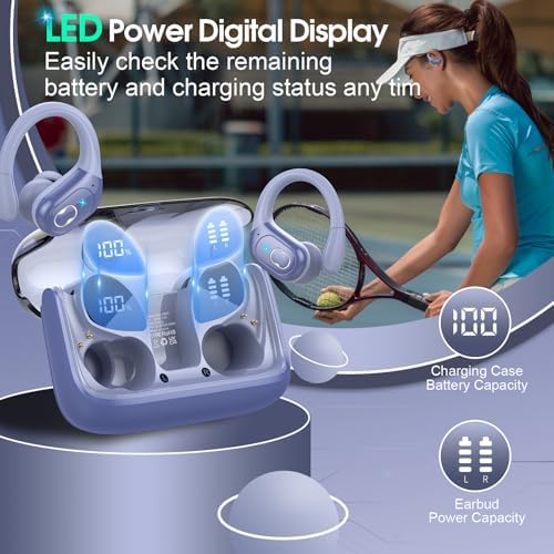 Ultimate Bluetooth 5.4 Wireless Earbuds with 75-Hour Playtime – Ergonomic Deep Bass Sport Headphones with IPX7 Waterproof Rating for Active Lifestyles, Advanced ENC Noise Cancelling Mic for Superior Call Clarity – Ideal for Fitness and Outdoor Activities