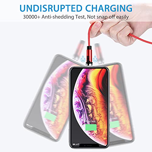 Terasako 5-Pack Magnetic Charging Cables – 540° Rotating Magnetic Connectors with LED Indicator – Versatile 90° Angle Design for Reduced Strain – Durable Nylon-Braided Cords in Black – Perfect for Smartphones, Tablets, and More – Enhanced Charging Speed & Compatibility