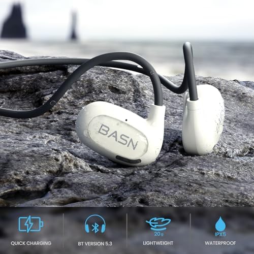 BASN Air S1 Wireless Open Ear Headphones – Advanced Bluetooth 5.3 Technology for Seamless Audio Connectivity – Dynamic 16.2 mm Speakers Delivering Premium Sound Quality – IPX5 Sweat and Water Resistant for Ultimate Durability – Lightweight Ergonomic Design with Enhanced ENC Technology for Crystal Clear Communication – Ideal for Fitness, Running, Cycling, and Outdoor Activities