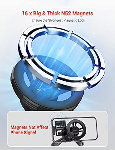 PROfezzion Deluxe Magnetic Car Mount: Secure Metal Mag Safe Holder for i Phone 16, 15, 14, 13, 12 Pro Max & All Smartphones – Hands-Free 360° Rotation for Safe Navigation, Easy Air Vent & Dashboard Installation, Enhanced Grip for Seamless Driving Experience