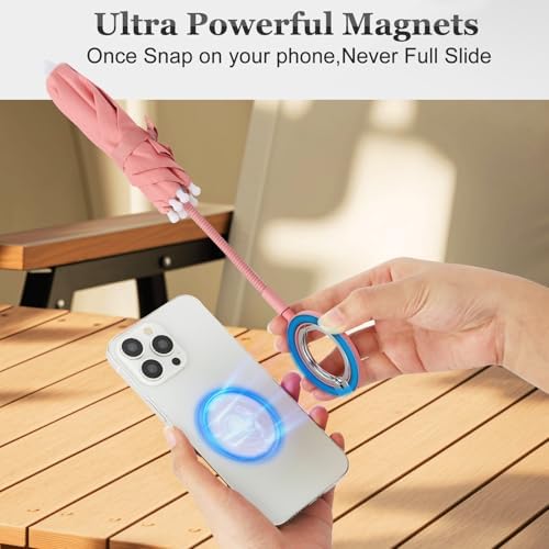 Magnetic Umbrella Phone Stand for Sun Protection,Adjustable Sun Shade Shield for iPhone 16/15/14/13/12 Pro Max,Samsung & Google,Detachable Ring Stand,Heat-Resistant Design,Car Mount Compatible, Black – Enhanced Compatibility and Speed