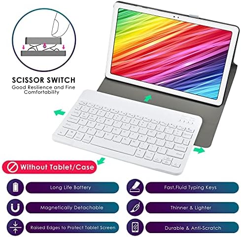 Ultra-Slim DETUOSI 10-Inch Wireless Keyboard – Lightweight Portable Multi-Device Typing Solution for i OS, Android, and Windows – Perfect for Travelers and Professionals – Effortless Connectivity with Enhanced Typing Comfort – Black