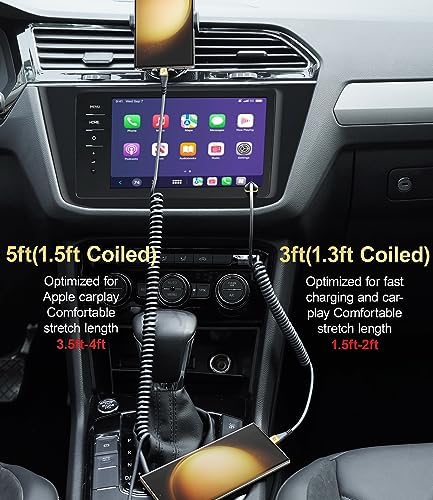 Coiled USB C to USB C Charger Cable 2-Pack (3 FT) – Fast Charging for i Phone 16/15/15 Pro/15 Plus/15 Pro Max & Samsung Galaxy S23 – Tangle-Free Design for Effortless Use in Car or Home – Durable, Flexible Power Solution for All USB C Devices