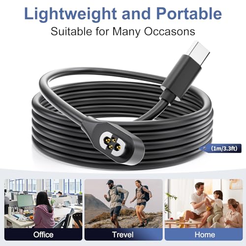Magnetic 4 Pin Charging Cable for Shokz S710 Headphones – 2 Pack USB-C Quick Charge & File Transfer Solution, 1 m Length for Enhanced Compatibility with Open Swim Pro, Durable Design for Tech Enthusiasts