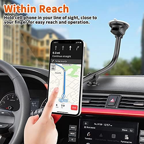 Revolutionize Your Driving with the 1 Zero Magnetic Phone Car Mount – 14-Inch Gooseneck Long Arm for Ultimate Flexibility, Heavy-Duty Suction Cup for Secure Placement, and 6 Powerful Magnets for All Cell Phones Including i Phones – Navigate Safely with Enhanced Hands-Free Access and Effortless Installation