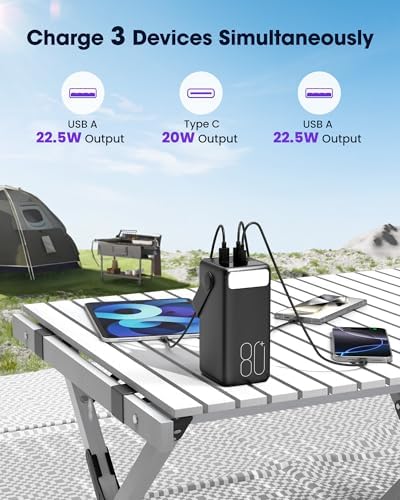 Ultra High-Capacity 70000 m Ah Power Bank – 22.5 W Fast Charging Portable Charger with LED Display & Built-In Flashlight – Ideal for Camping, Travel, and Emergency Use – Multiple Outputs for i Phone, Samsung, i Pad, and More – Stay Connected Anywhere with Long-Lasting Power Solution – Lightweight Design with Convenient Carry Strap and Real-Time Power Monitor – Comprehensive Safety Features Including Overcharge and Short Circuit Protection – Perfect for Outdoor Adventures and Unexpected Power Outages – Includes USB-C Charging Cable and 2-Year Customer Support for Peace of Mind
